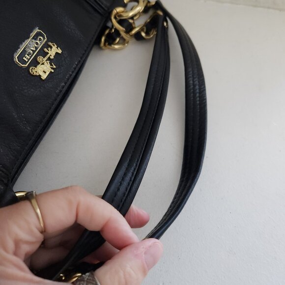 Euc Coach Madison Black Leather Y2k Shoulder Bag Tote - Picture 6 of 14